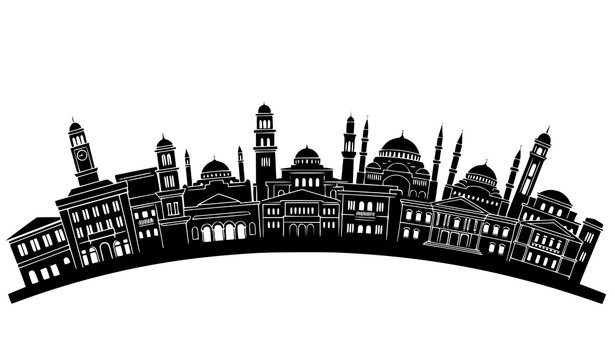 Xanthi Greece panoramic skyline silhouette vector with detailed urban architecture isolated on white