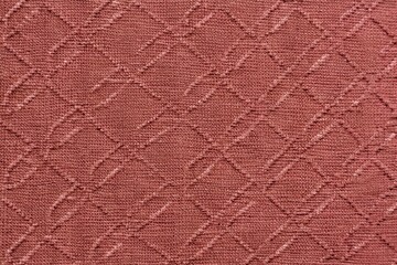 Fototapeta premium Natural red black geometric damask pattern fabric texture closeup