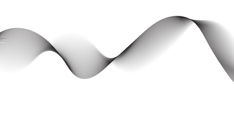 Fototapeta premium Modern abstract wave digital black and withe geometric technology. Abstract line wave gradient poster blend background vector.