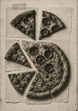 Vintage pizza art wallpaper.