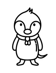 Naklejka premium Cute cartoon penguin standing alone.