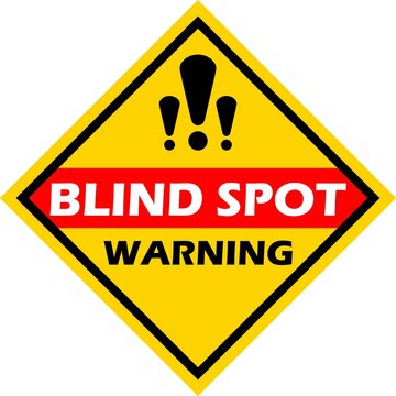 yellow warning blind spot sign icon