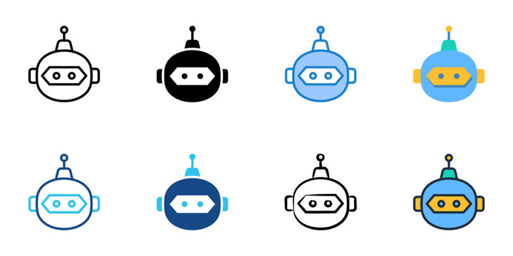 Software bot icons set multiple style collection. Editable stroke 
