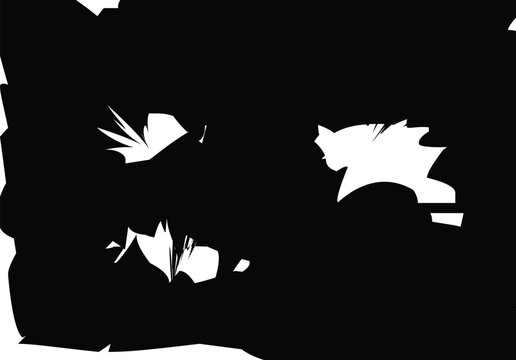 Abstract black and white dynamic shapes and lines, chaotic energy, abstract background, graphic resource