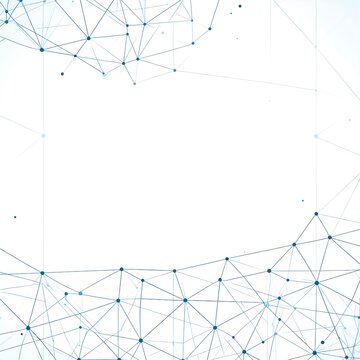 Abstract network of interconnected dots and lines against white backdrop