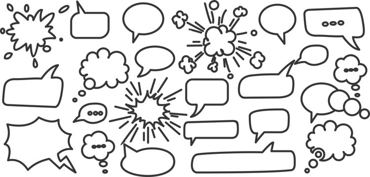Collection of comic book speech bubbles and thought clouds