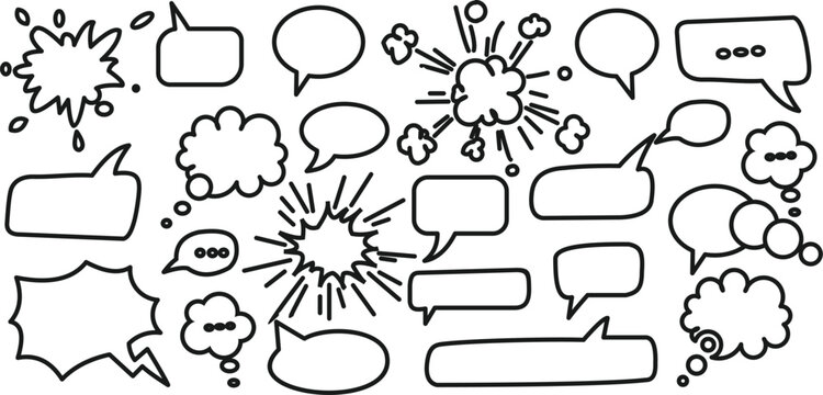 Collection of comic book speech bubbles and thought clouds