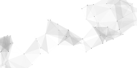 Abstract geometric background with connecting dots and lines with low poly triangle shapes. Polygonal Mesh Background Vector design digital technology concept Global network connection data structure. © Kainat 