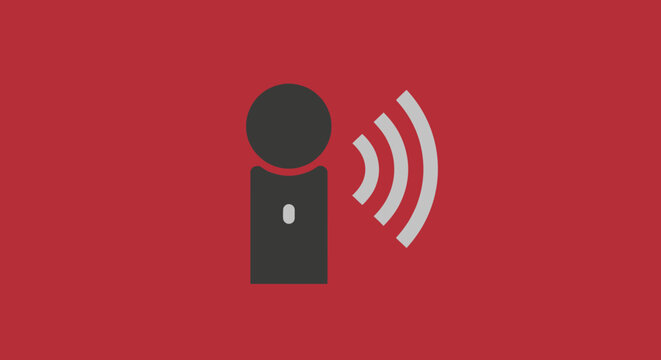 A vector eps illustration of a person icon broadcasting a signal.