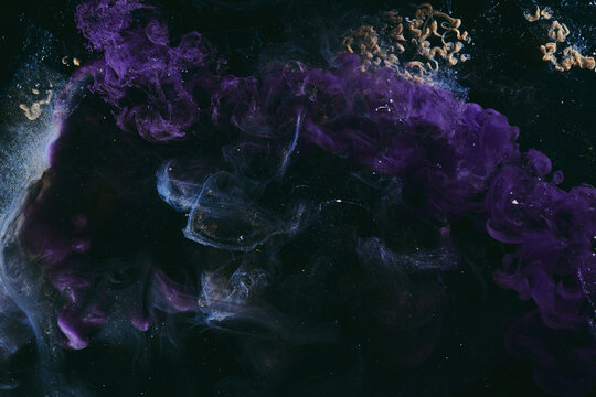 Luxurious abstract dark background. Explosive colors wallpaper, outer space pattern. Dynamic paint backdrop.