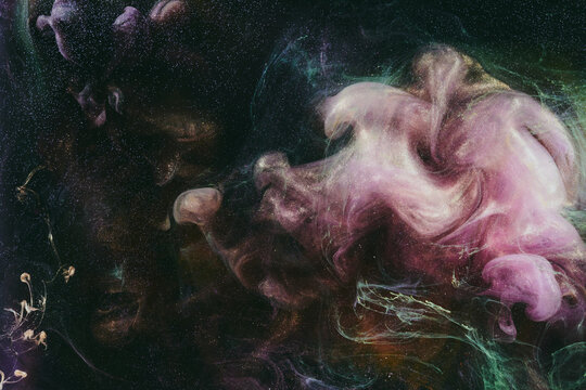 Luxurious abstract dark background. Explosive colors wallpaper, outer space pattern. Dynamic paint backdrop.