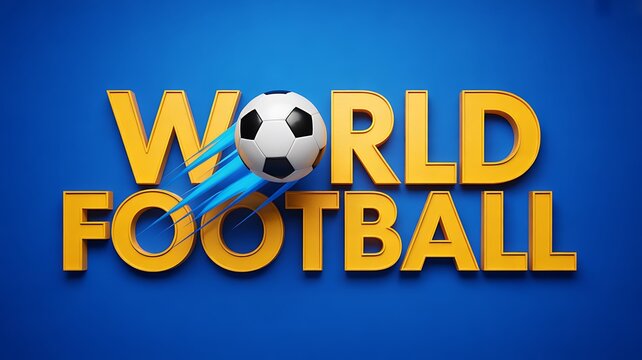Dynamic orange WORLD FOOTBALL text with a soccer ball showing speed motion