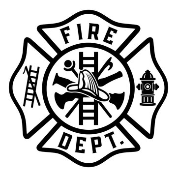 Fire Dept Maltese Cross SVG Firefighter Badge Logo Vector Cut File