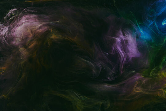 Luxurious abstract dark background. Explosive colors wallpaper, outer space pattern. Dynamic paint backdrop.