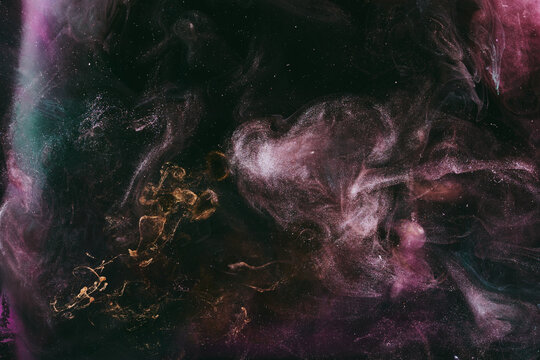 Luxurious abstract dark background. Explosive colors wallpaper, outer space pattern. Dynamic paint backdrop.