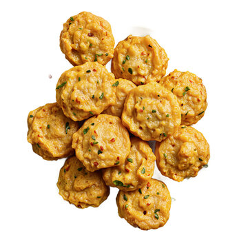 Meatballs fritters appetizers golden fried snacks with herbs and spices on a transparent background for catering or food menu design