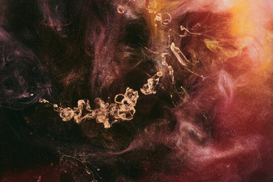 Luxurious abstract dark background. Explosive colors wallpaper, outer space pattern. Dynamic paint backdrop.