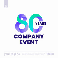 Obraz premium 80 years company event modern gradient social media template