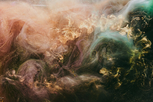 Luxurious abstract dark background. Explosive colors wallpaper, outer space pattern. Dynamic paint backdrop.