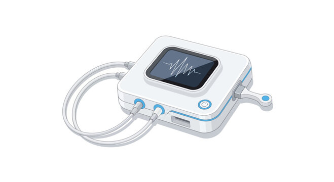 Modern Medical Device with ECG Monitor Screen and Cables