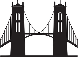 Fototapeta premium Bridge silhouette vector – suspension bridge illustration for architecture, construction, and travel design .