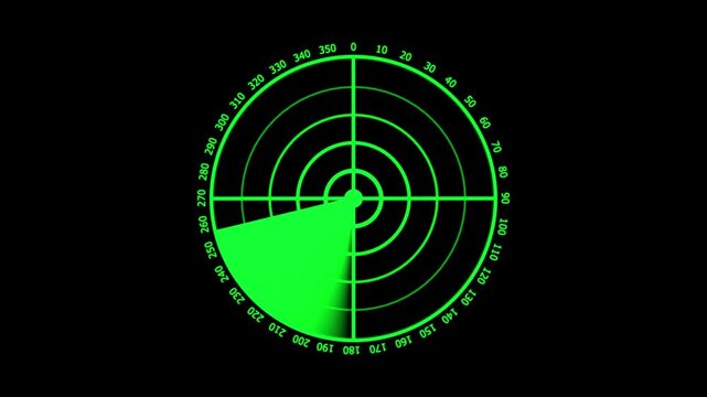 Radar HUD Screen Searching Animation Futuristic Sonar Loop with Scanned Target Interface for Sci-Fi Motion Graphics. Digital searching system rader searching security concept animation icon.