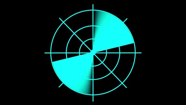 Radar Screen Animation with Circular HUD Interface and Scanning Navigation Display for Tech and Military Concept. Digital searching system rader searching security concept animation icon.