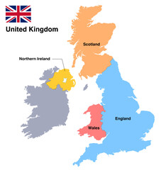 Simple and ultra detailed color-coded UK vector map © Lily