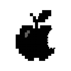 Obraz premium Minimalist Pixel Art Silhouette Of A Bitten Apple
