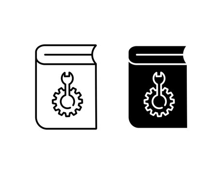 User guide book icon with editable stroke. Black solid icons