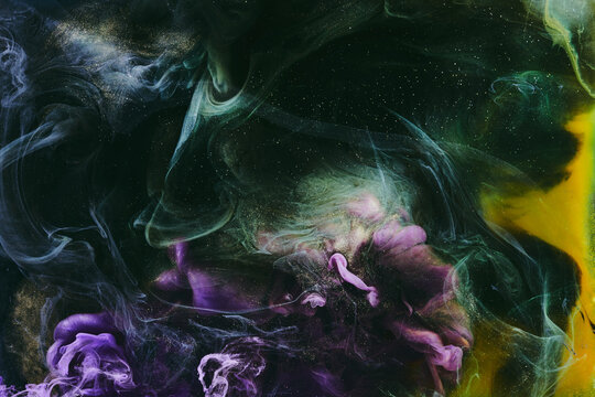 Luxurious abstract dark background. Explosive colors wallpaper, outer space pattern. Dynamic paint backdrop.
