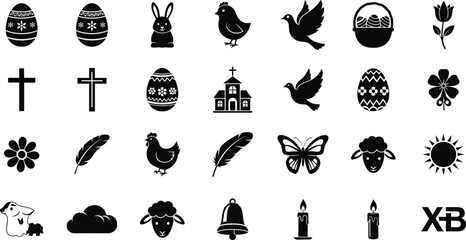 Easter and christian symbols icon set © Alon power