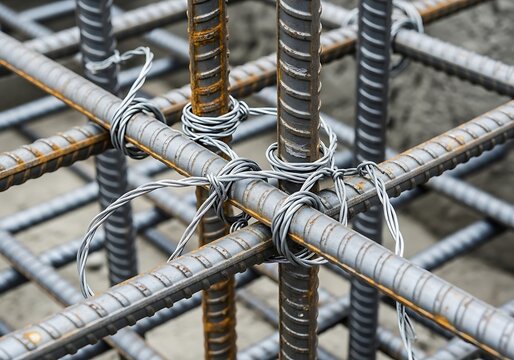 Metallic reinforcement framework assembled with wire ties for robust structure