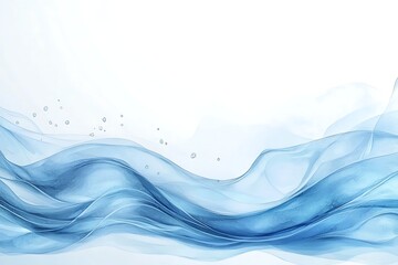Fototapeta premium Elegant Blue Abstract Waves with Soft Transparency and Bubbles on White Background