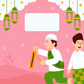 Label Amplop THR Ramadan Anak Muslim Pukul Ketongan