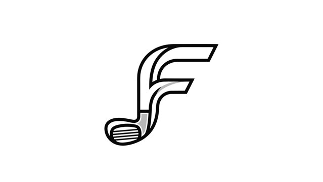 Creative logo design combining the letter f with a detailed golf club head to represent sports or club branding.
