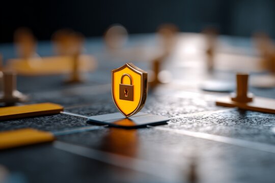 Shield with padlock icon on strategy roadmap board