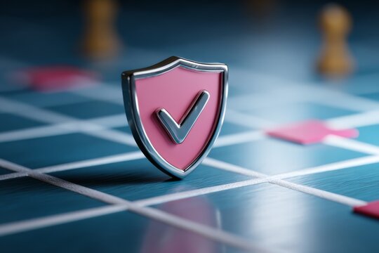 Shield with checkmark icon on strategy roadmap board