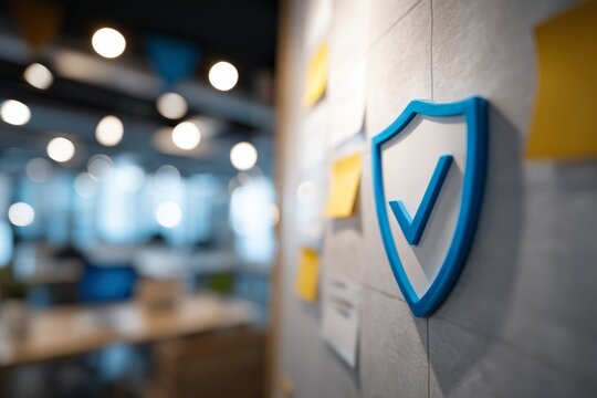 Shield with checkmark icon on strategy roadmap board