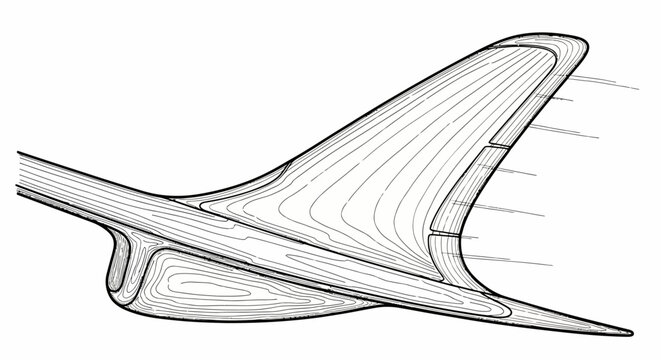Detailed drawing of airplane wing.