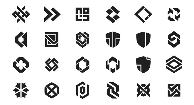 Collection of various geometric logos.