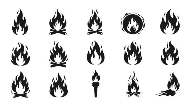 Collection of various flame icons.