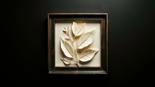 Retro frame 3D leaf decoration painting
