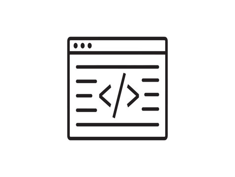 Coding, web development, browser window icon, HTML code symbol, programming sign
