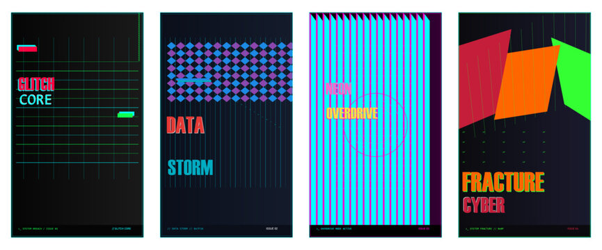 Tech Glitch poster design, futuristic cyber advertisement, digital distortion magazine cover, data corruption layout, neon grid flyer, modern hacker branding, premium glitch art template, AI system 