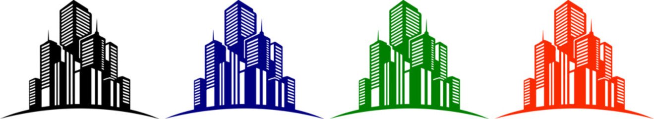 Fototapeta premium Skyscraper buildings city skyline modern architecture outline set