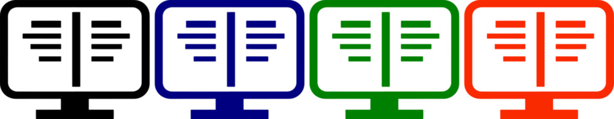 Fototapeta premium Computer screen displaying data with black blue green and orange borders on transparent background