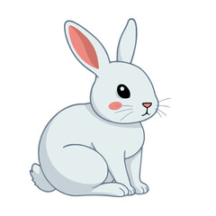 Obraz premium A cute cartoon white rabbit sitting on a transparent background