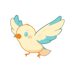 Fototapeta premium A cute cartoon bird with blue wings and a yellow body on transparent background