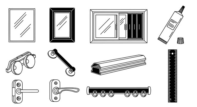 Window Hardware and Glass Installation Accessories Set